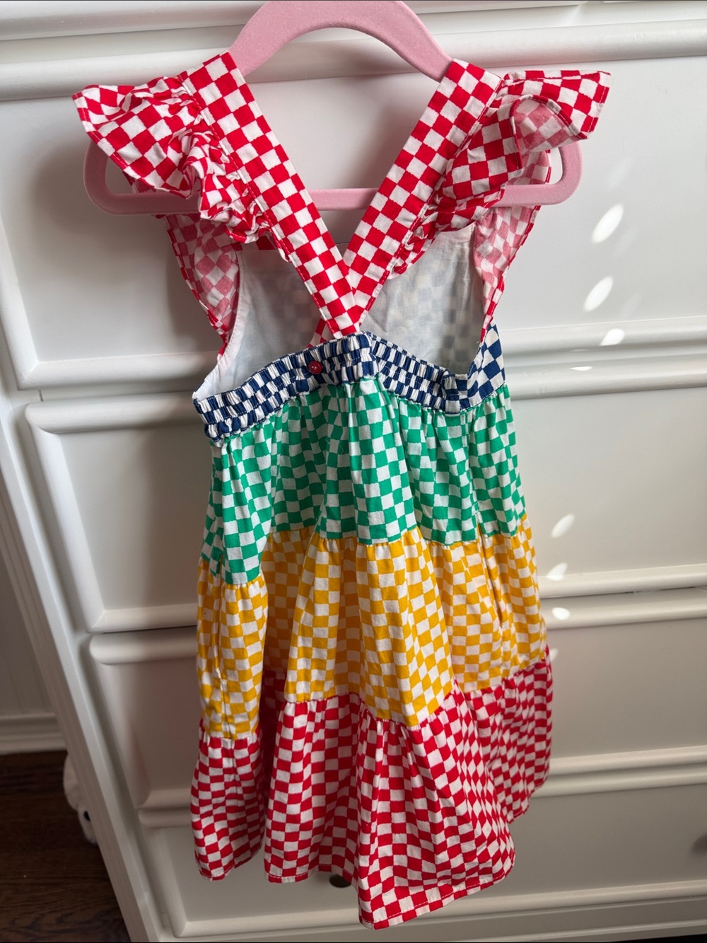 Stella McCartney Girls' Multi-Color Checkerboard Tiered Dress - Picture 2 of 3